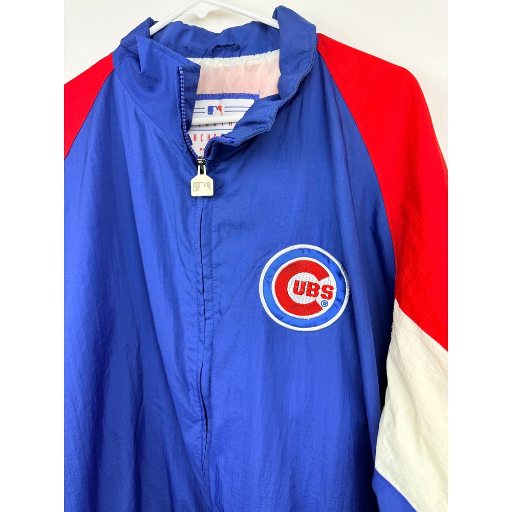 Vintage Chicago Cubs Logo 7 Windbreaker Jacket Red White Blue MLB Mens XL 1990s - Picture 3 of 10